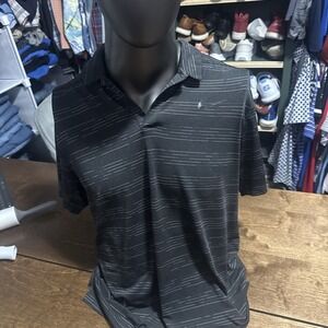 Men's Large Nike Golf Dri-Fit Polo Shirt Black and Gray Stripe